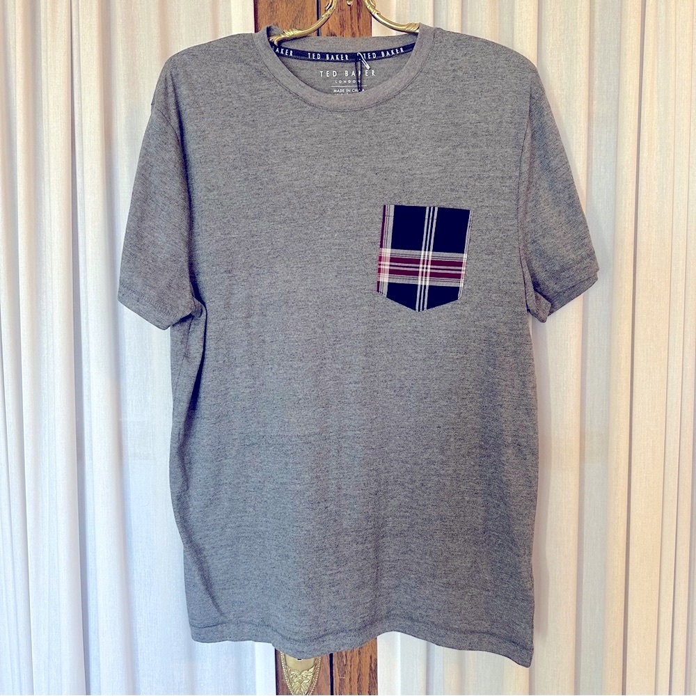 Ted Baker Castlerock Heather Gray Tri Blend Jersey Short Sleeve Tee Shirt